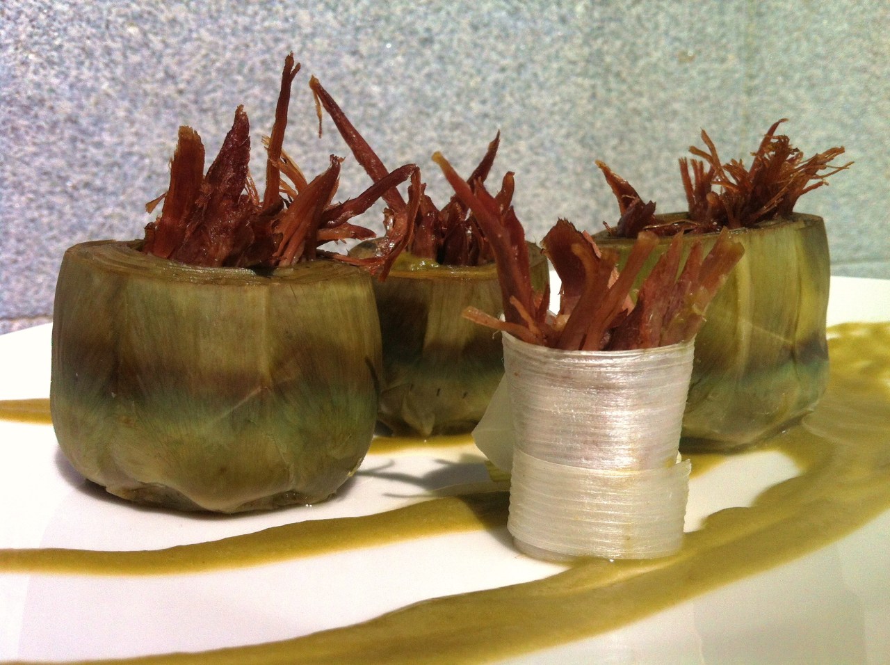 Alcachofas Rellenas de Foie y Confit de Pato – Stuffed Artichokes with Duck Foie and Confit