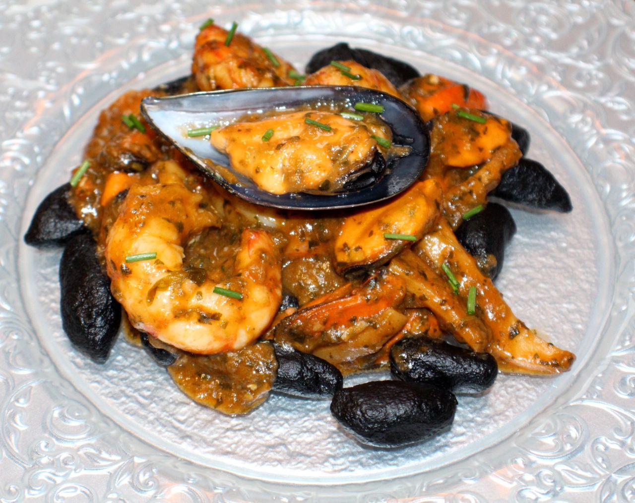 Gnocchi con Sepia, Langostinos y&nbsp;Mejillones