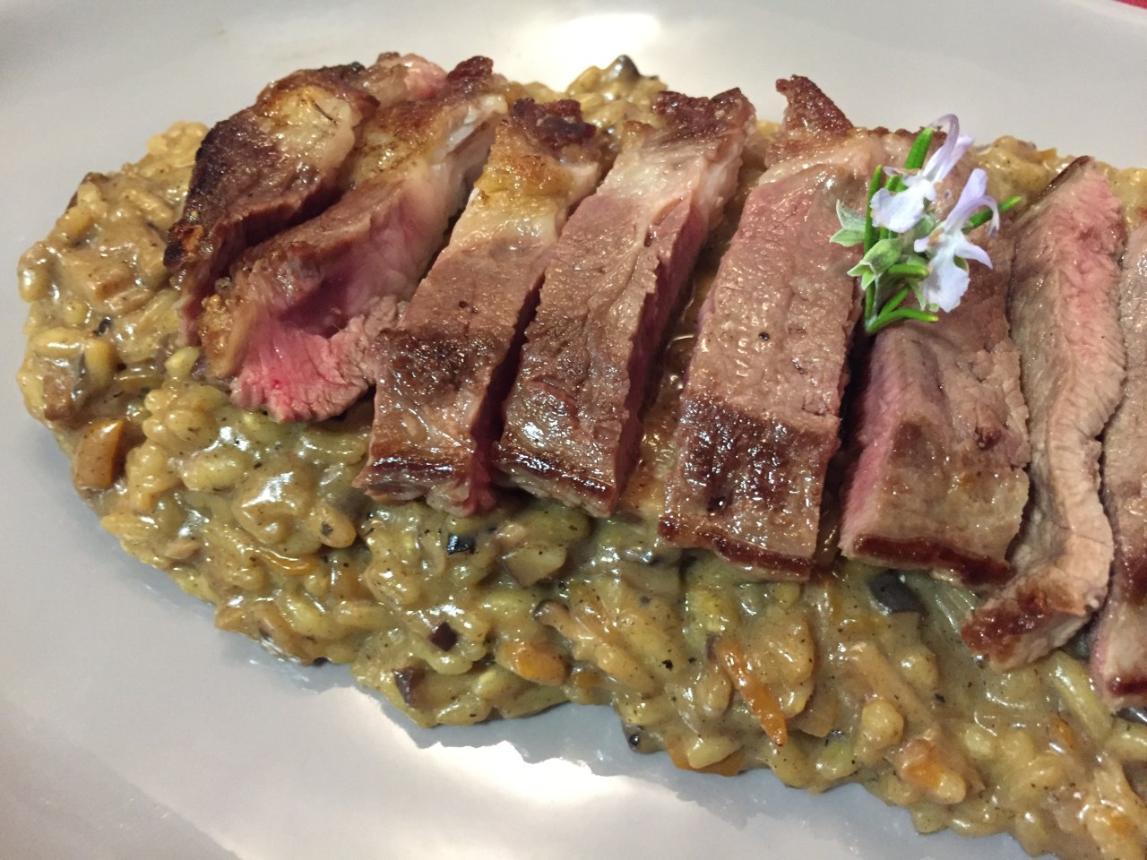Risotto de setas y presa&nbsp;ibérica