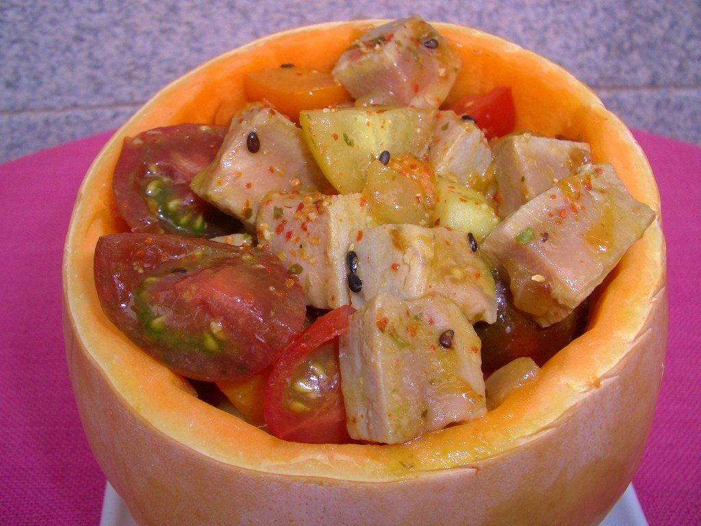 Ensalada de atún rojo y calabaza
