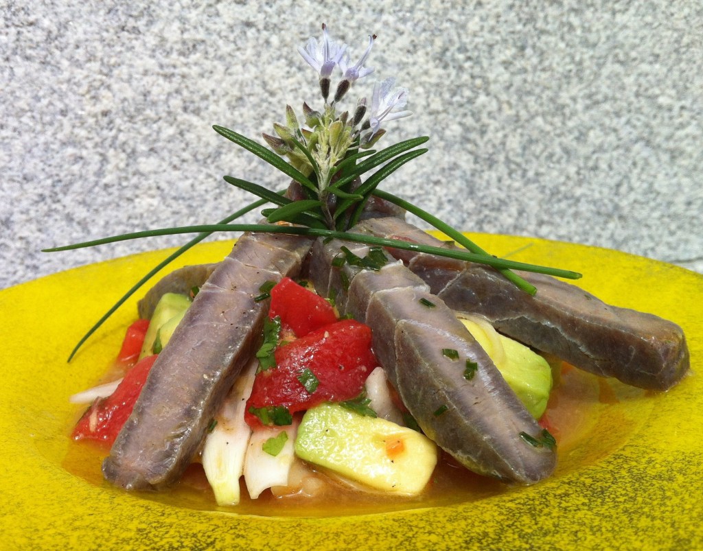 Cebiche de atún rojo y sandia