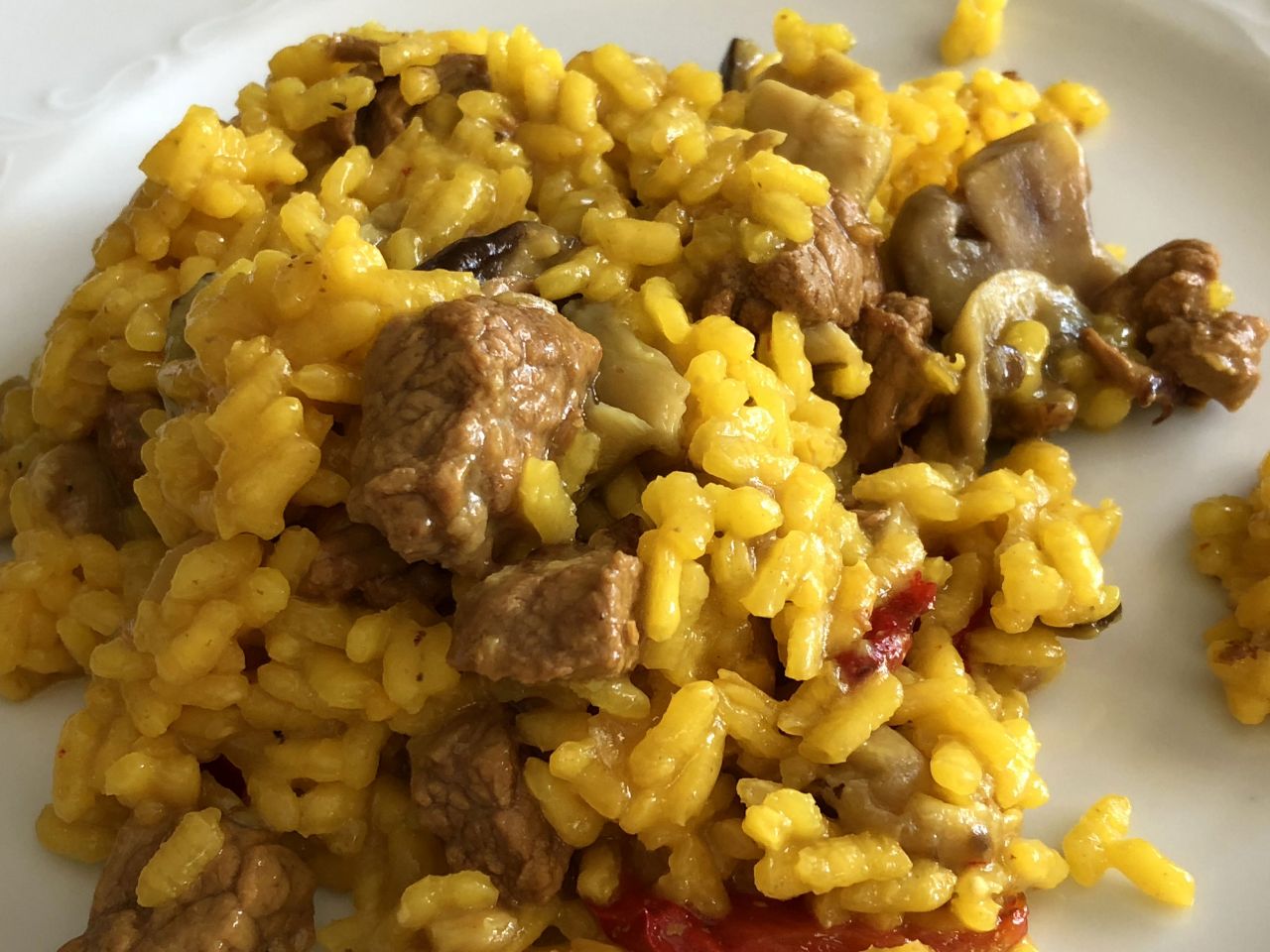 arroz con carne y setas