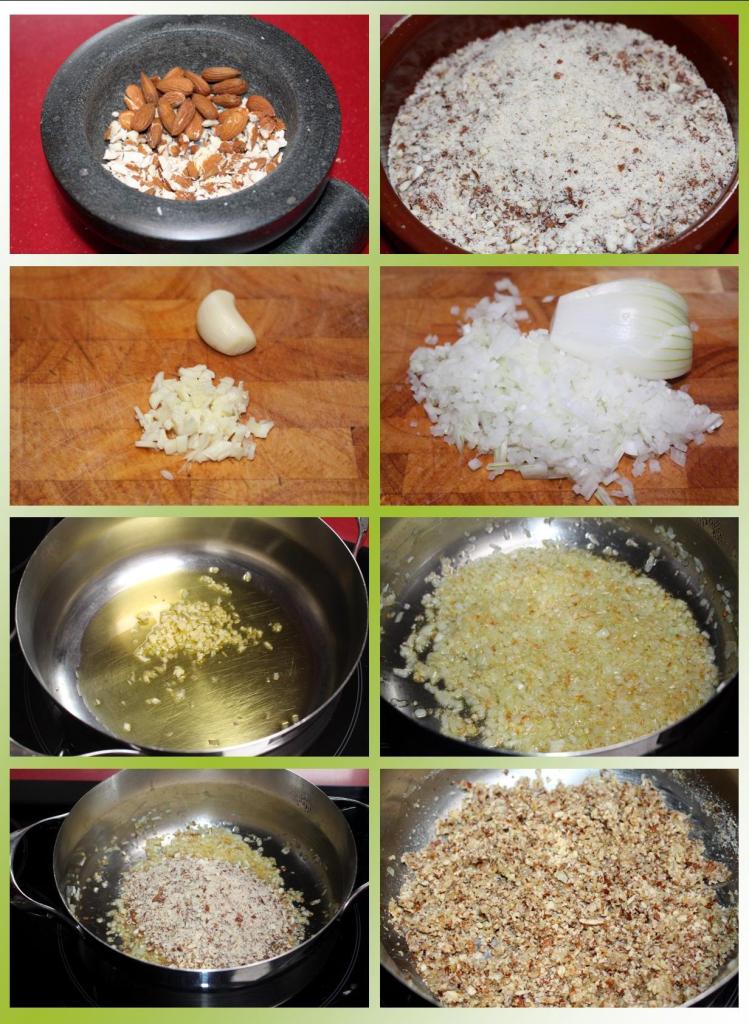 Cardos con salsa de almendras y jamón