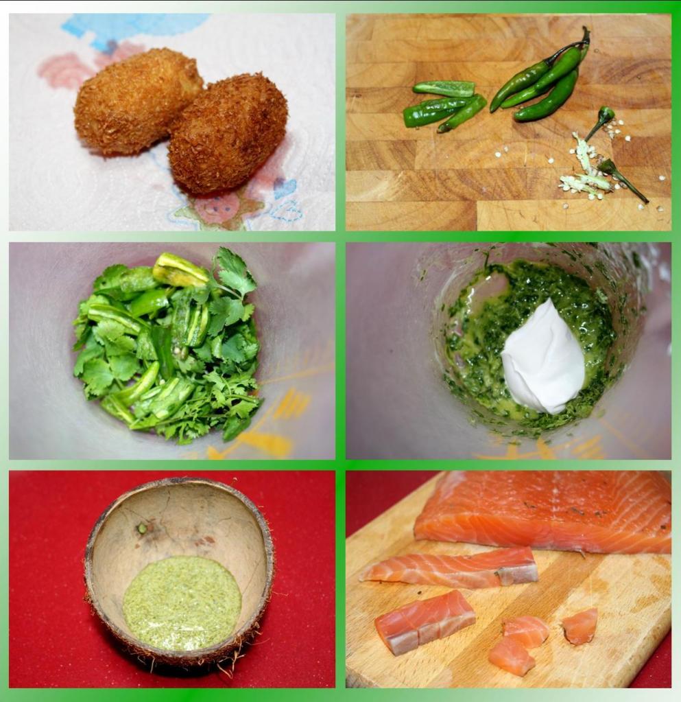 croquetas de salmón y coco