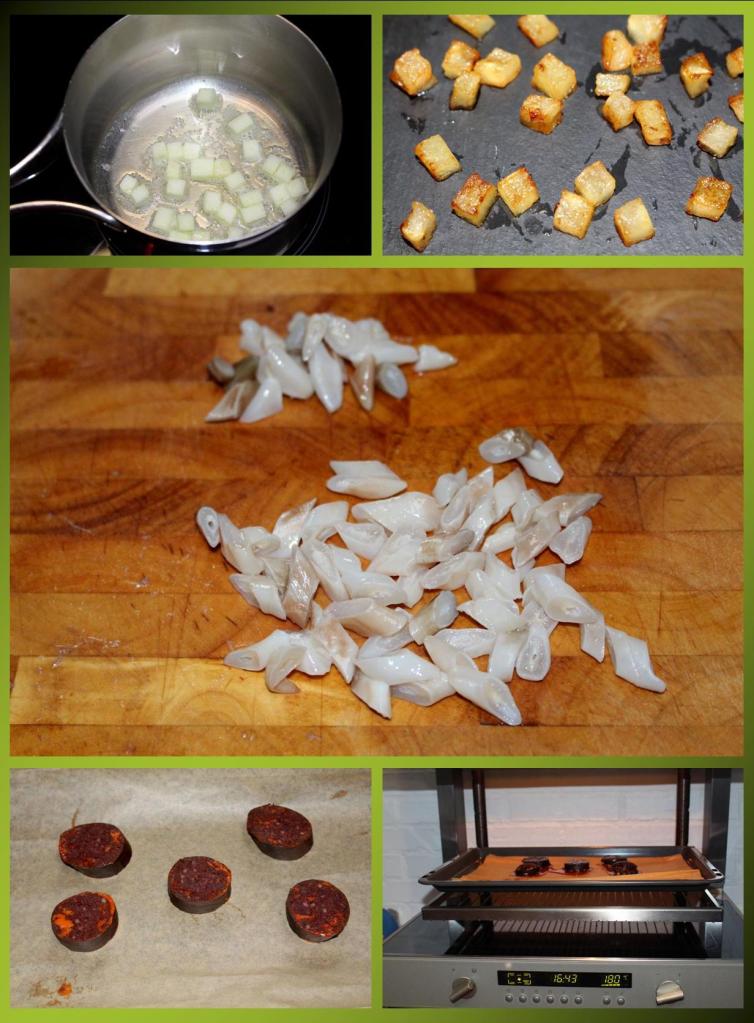 Morcilla, navajas, manzana y menta