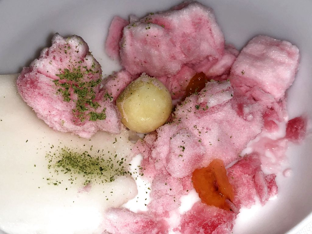 nieve, vermut blanco y naranjas sanguinas