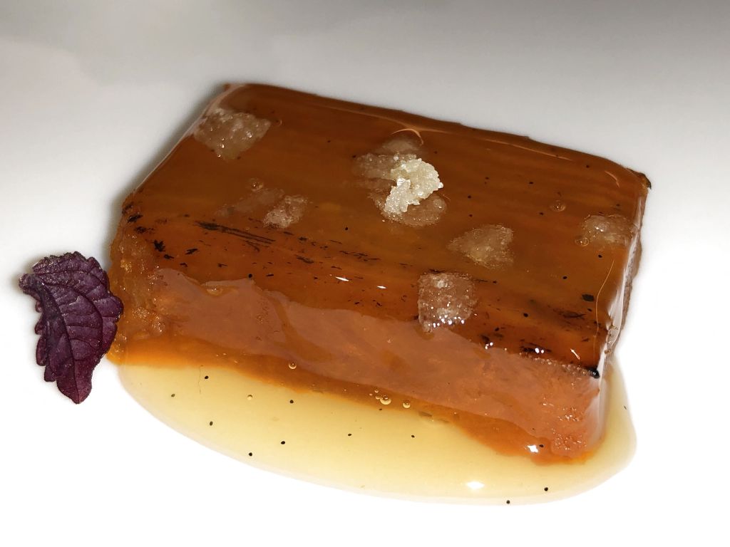 Tatin de calabaza y boniato con helado de yogurt