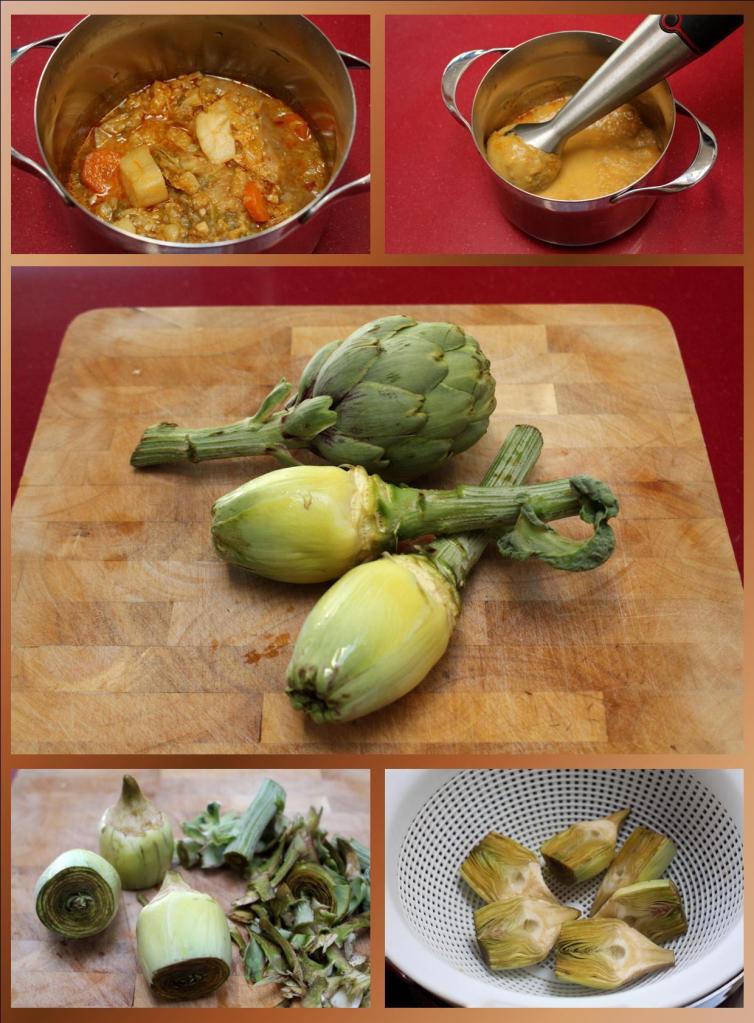 Puré de repollo, alcachofas, foie y cecina