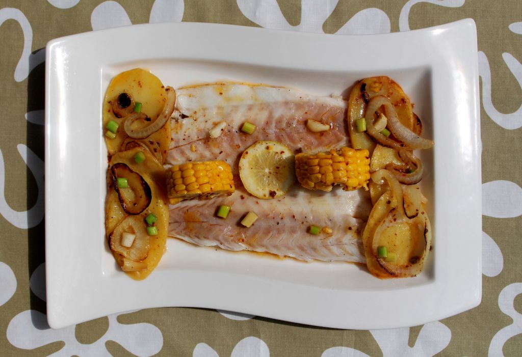 Lubina al pisco sour chileno