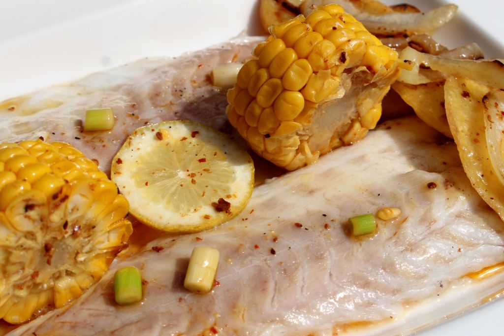 Lubina al pisco sour chileno