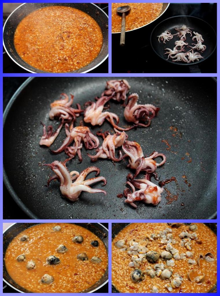 Arroz meloso con berberechos y chipirones