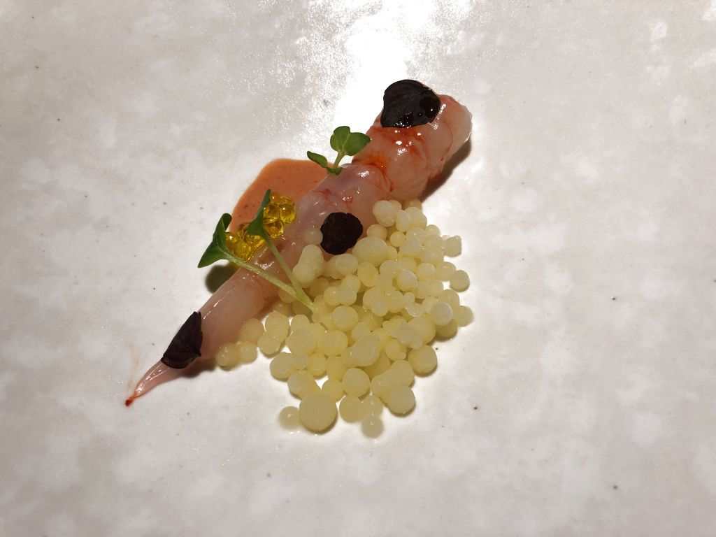 Gamba roja con gazpachuelo