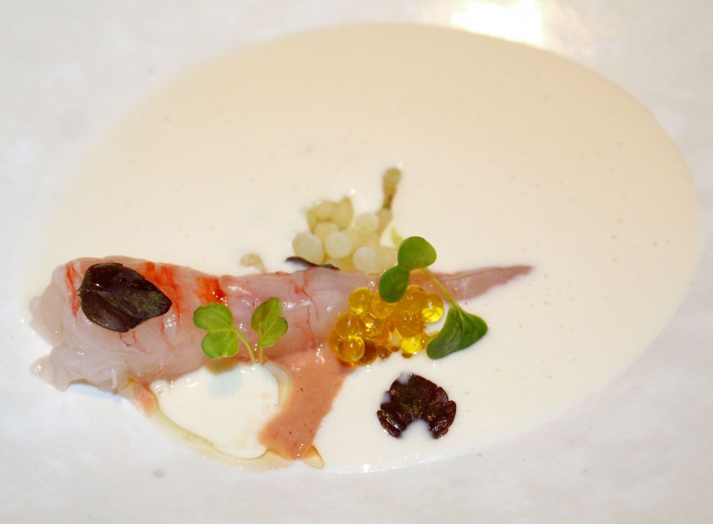 Gamba roja con gazpachuelo