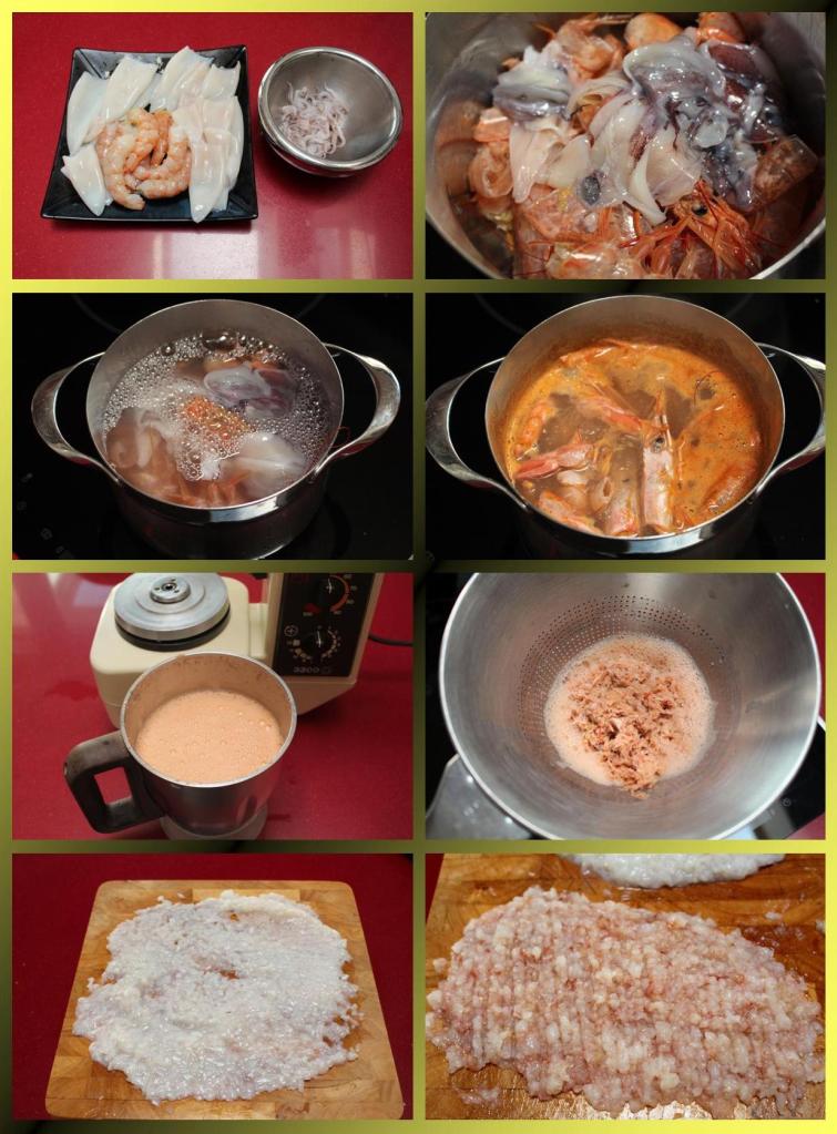 Albóndigas de chipiron y langostinos