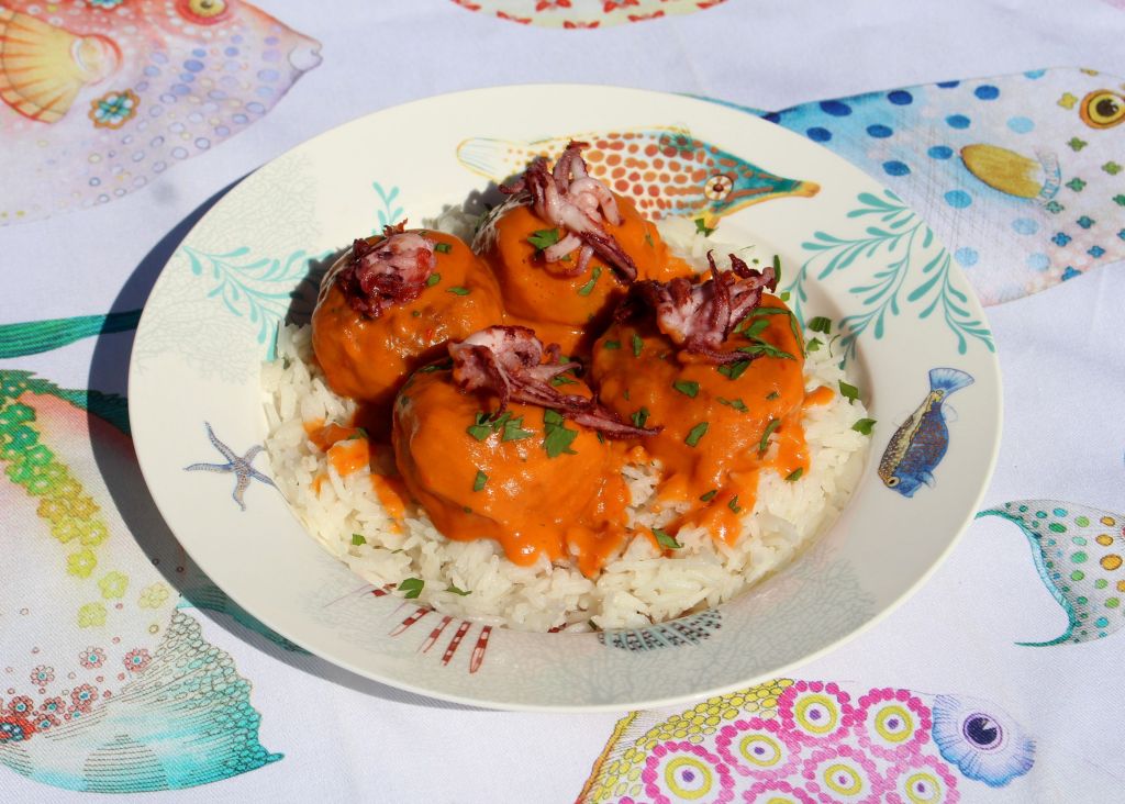 Albóndigas de Chipirón y Langostino