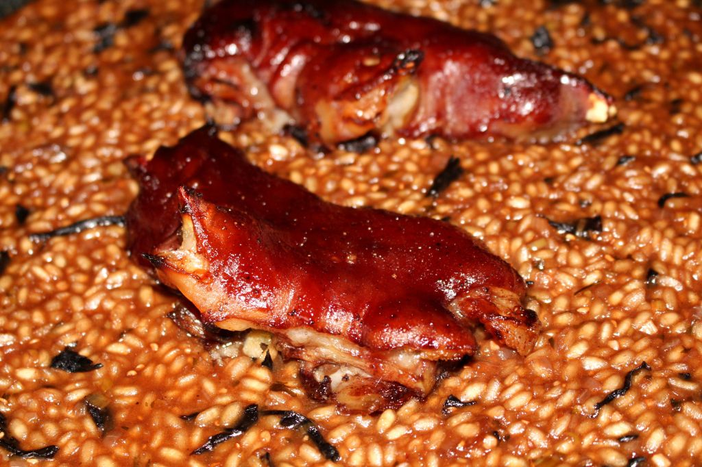 Risotto de Frambuesas y Manitas de Cerdo