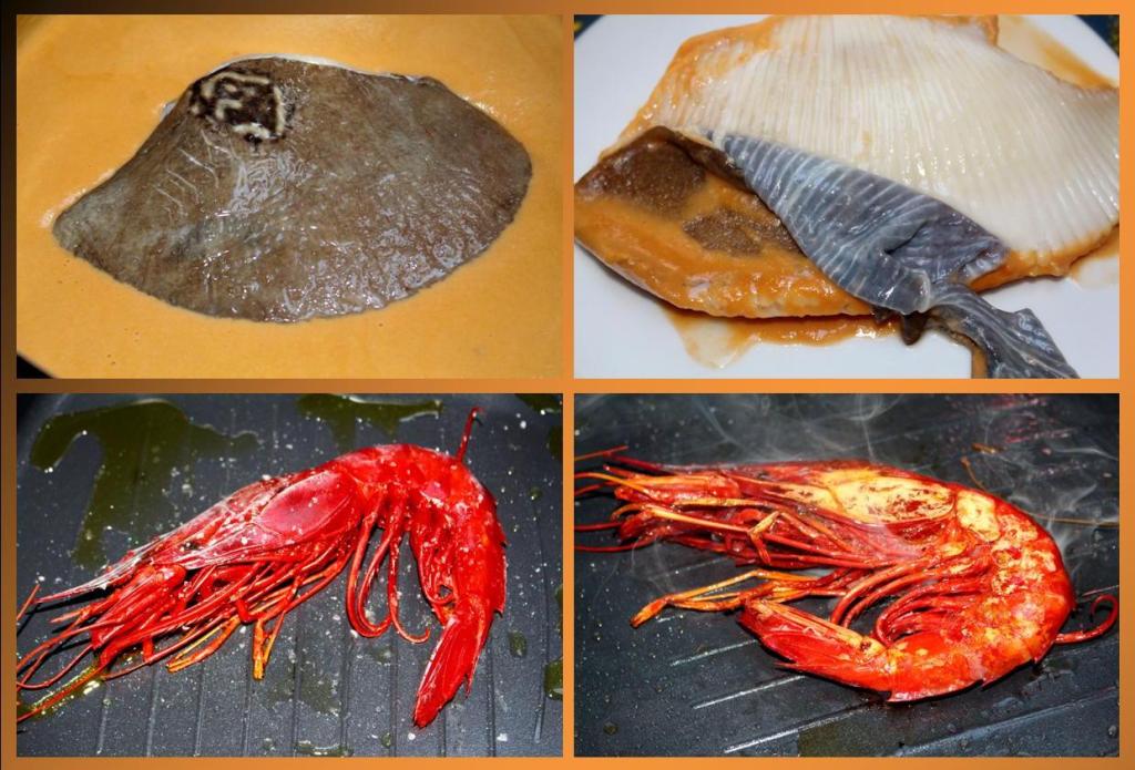 Raya con Salsa de Oricios y Carabinero