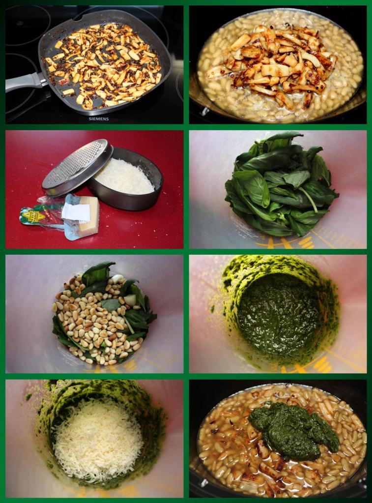 Verdinas con Sepia y Pesto