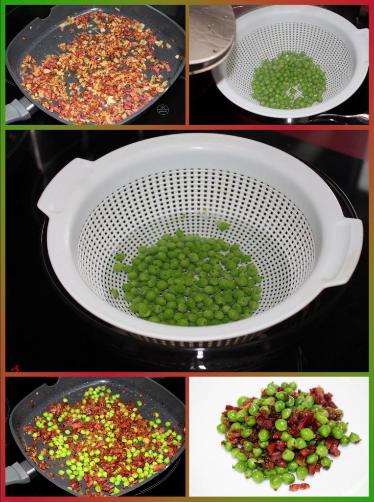 Guisantes con Jamón y Caldo de Romero