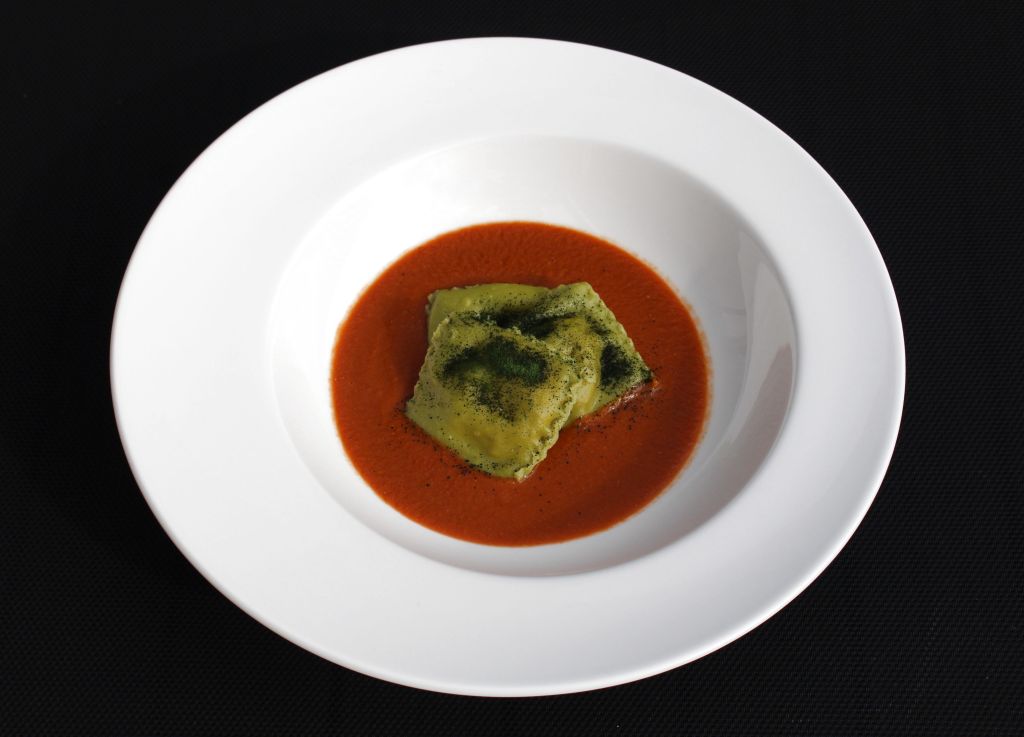 Raviolis de Plancton con Ricotta y Langostinos