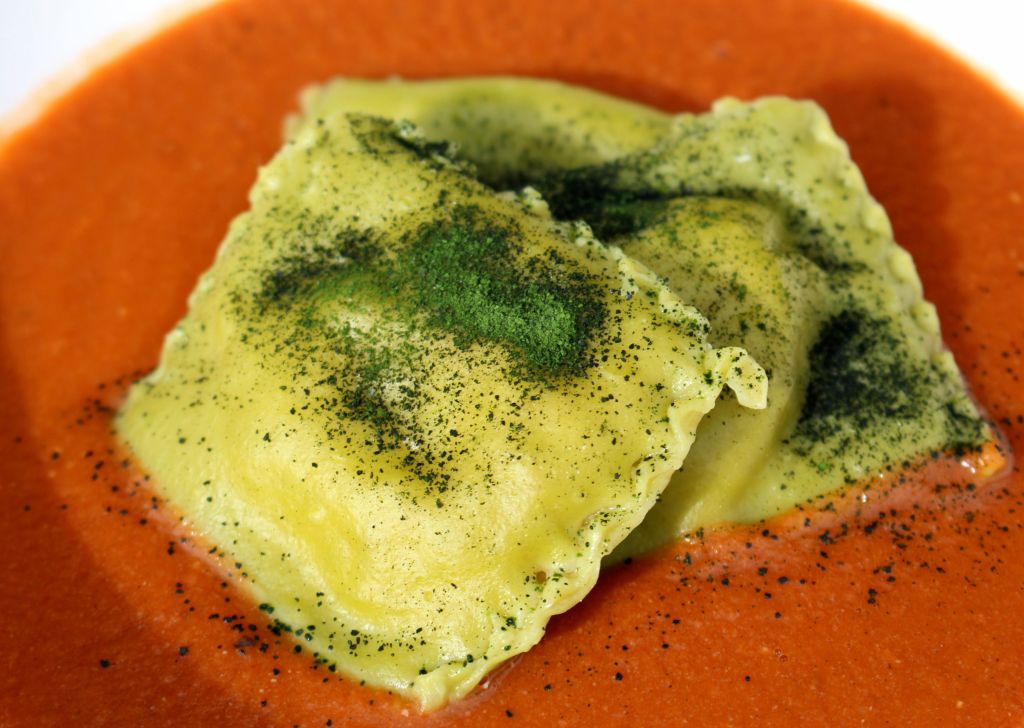 Raviolis de Plancton con Ricotta y Langostinos