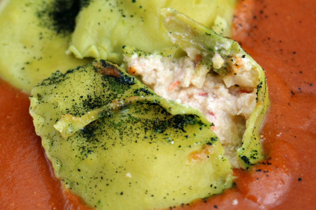 Raviolis de Plancton con Ricotta y Langostinos