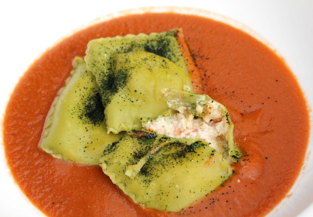 Raviolis de Plancton con Ricotta y Langostinos