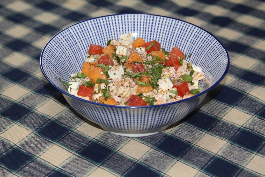 Pasta con Nísperos, Salmón Curado y Yogur Ahumado