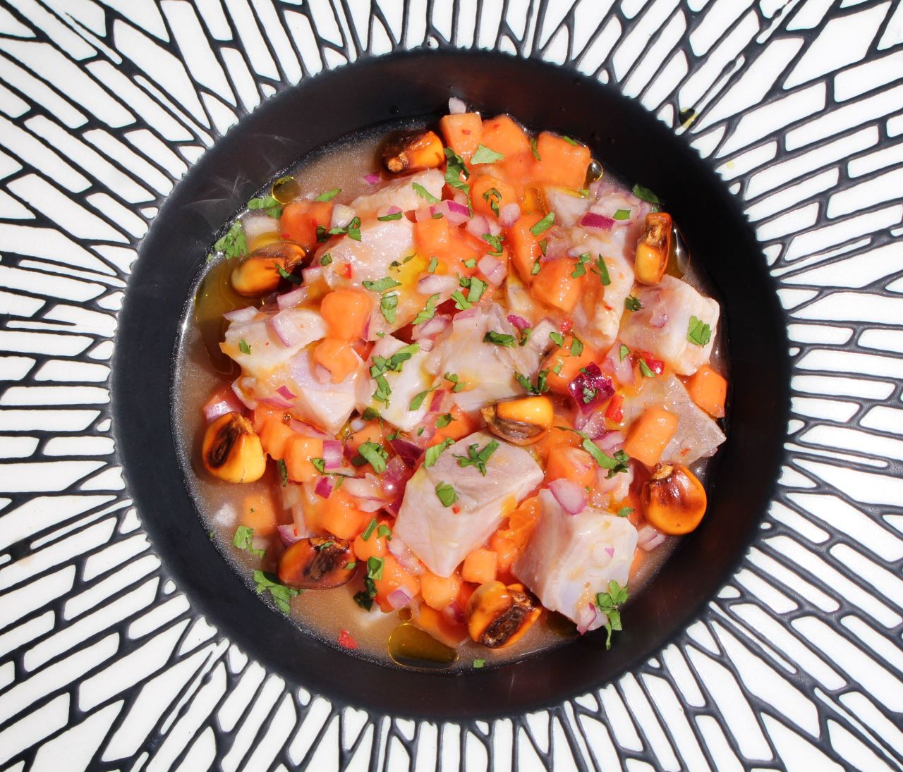 Cebiche de Corvina y&nbsp;Papaya