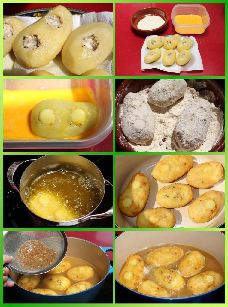 Patatas Rellenas con Rodaballo y Crema de Espinacas