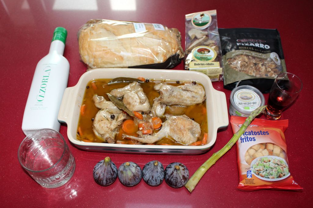 Ensalada de Codornices con Ajonegro de Nuez e Higos