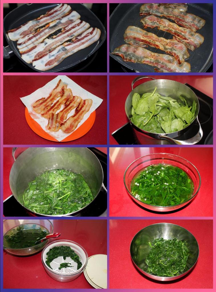 Calabaccini con Crema de Espinacas y Panceta