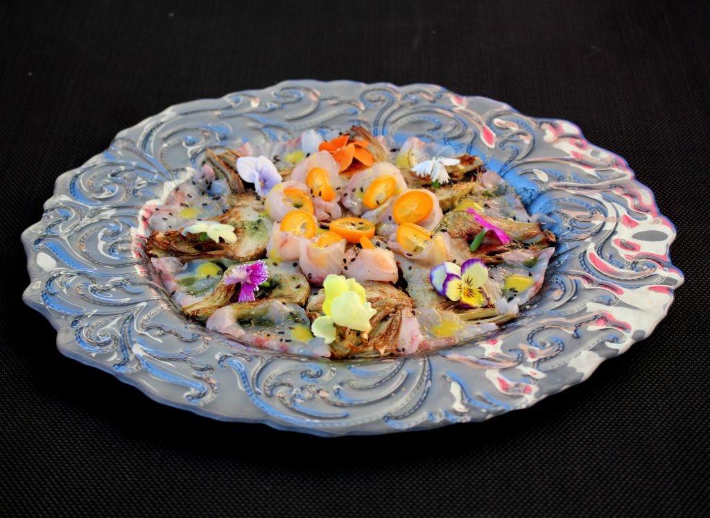 Sashimi de Alcachofa y Corvina