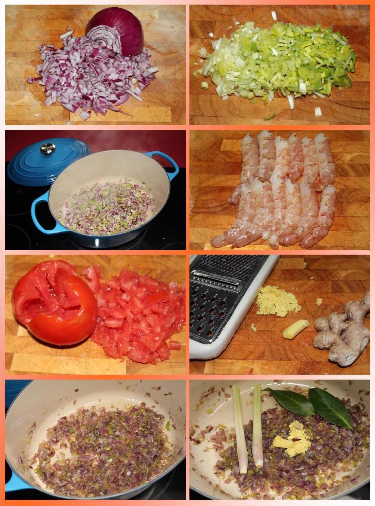 Coliflor Guisada con Gambones al Estilo Thai