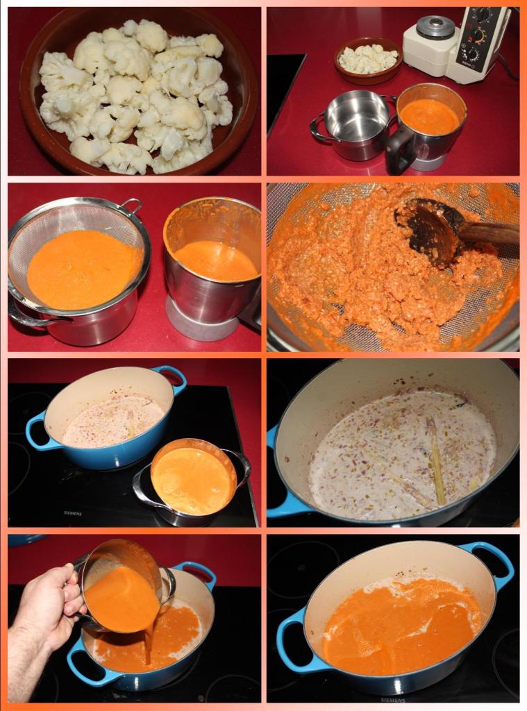 Coliflor Guisada con Gambones al Estilo Thai