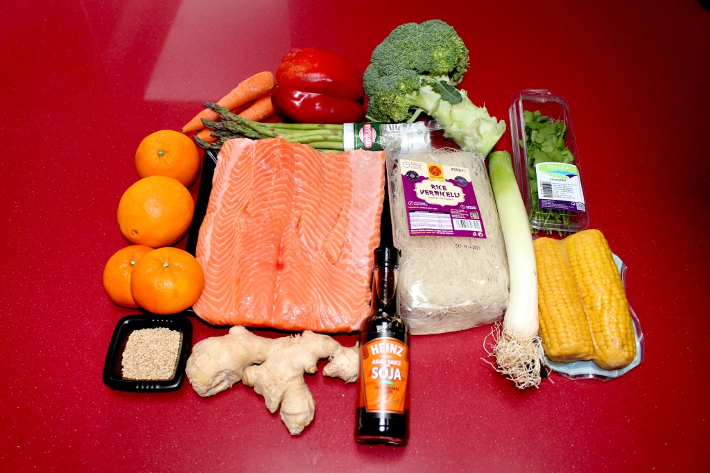 Wok de Salmón, Cítricos y Verduras