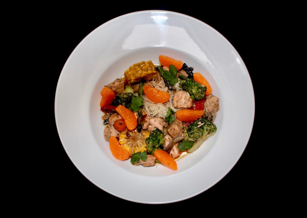 Wok de Salmón, Cítricos y Verduras