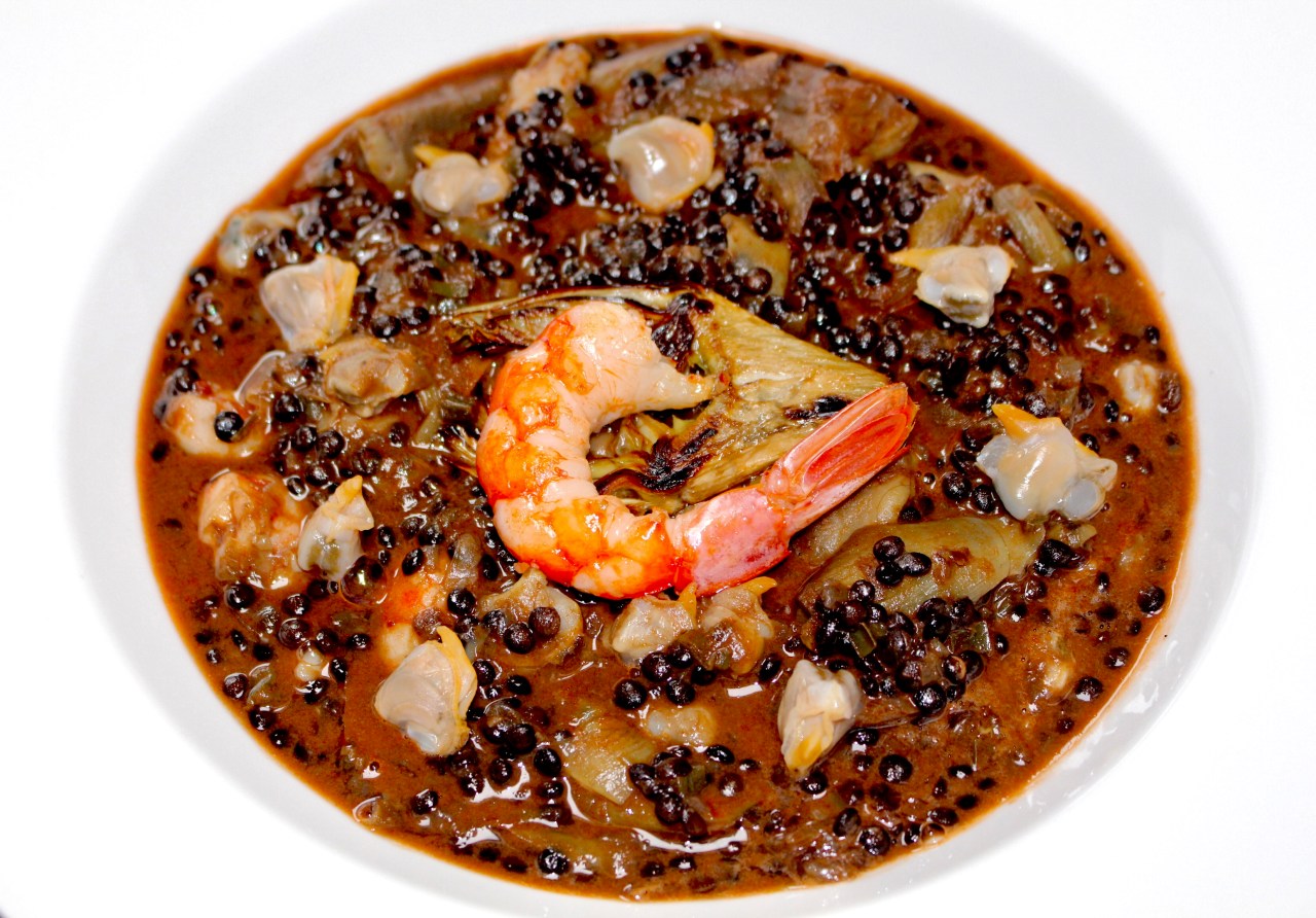 Lentejas Caviar con Alcachofa, Gambón y&nbsp;Berberecho