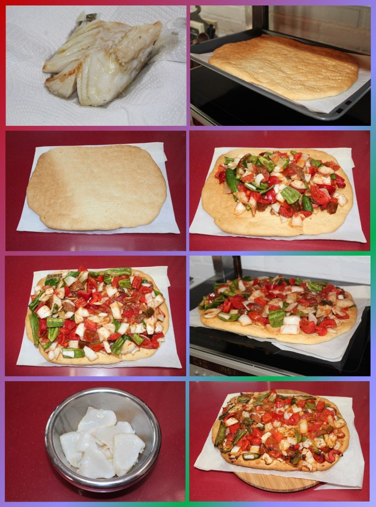 Coca de Trampó con bacalao