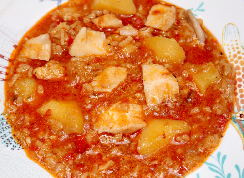 Guiso de Patatas y Arroz con Bacalao