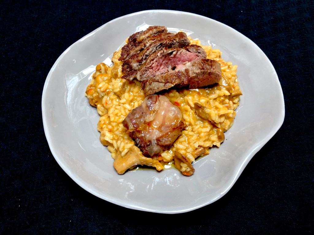 Risotto con Rebozuelos y Pluma Ibérica