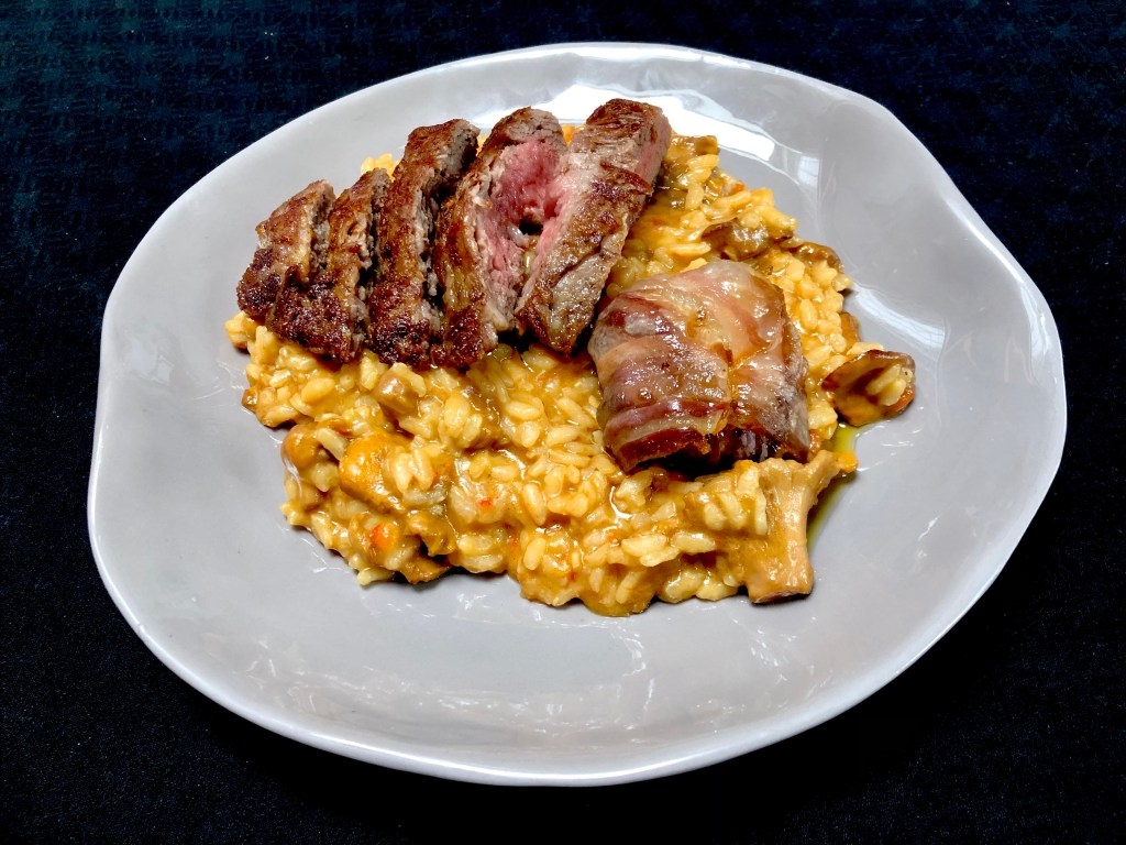 Risotto con Rebozuelos y Pluma Ibérica