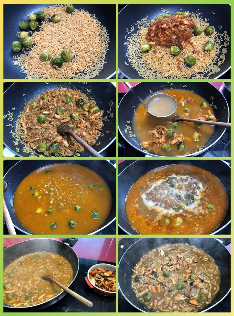 Fideuá Marinera con Coles de Bruselas