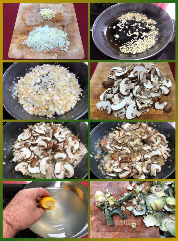 Pasta con Alcachofas y Setas