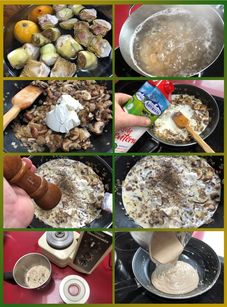 Pasta con Alcachofas y Setas