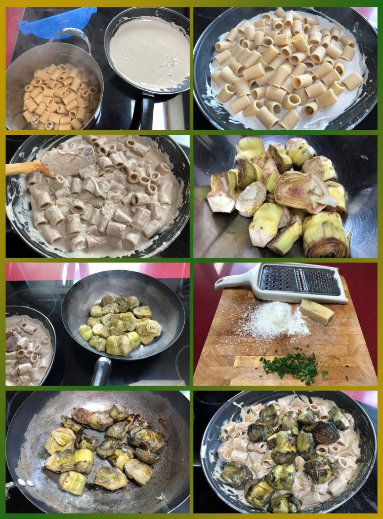 Pasta con Alcachofas y Setas